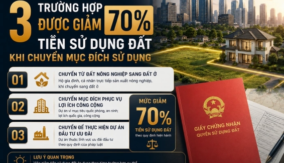 3 Trường Hợp Được Giảm 70% Tiền Sử Dụng Đất Khi Chuyển Mục Đích