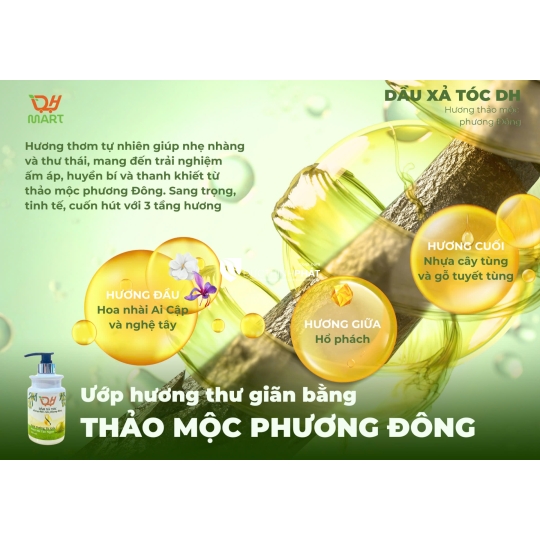 💚 DẦU XẢ TÓC DHMART 500ml – HƯƠNG THẢO MỘC PHƯƠNG ĐÔNG 💚