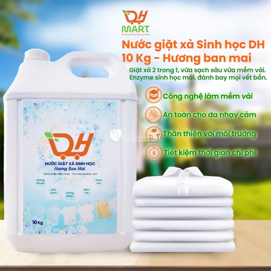 Nước giặt xả sinh học DH MART 3.2L – 2in1 giặt sạch, mềm vải, thơm lâu, an toàn da nhạy cảm