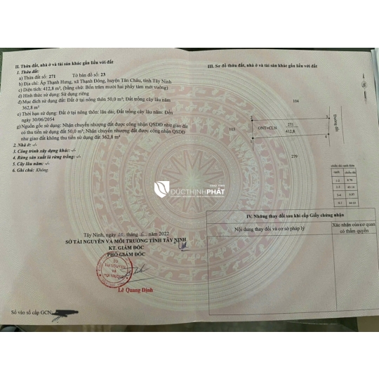 Đầu Tư Sinh Lời Cao: Đất Tây Ninh Giá Tốt – Chỉ còn 980tr - Còn thương lượng